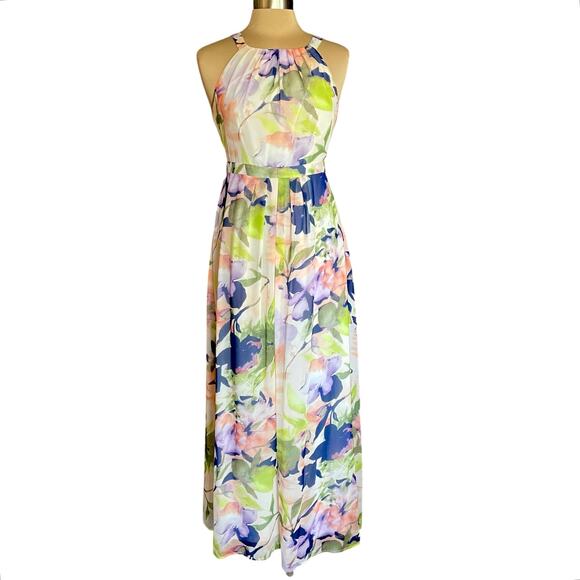 ModCloth Essence of Presence Chiffon Maxi Dress Floral Print Sleeveless MEDIUM - Picture 2 of 11